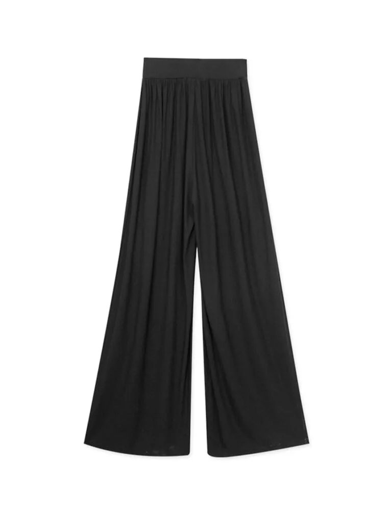 Airy Cool High Waisted Wide Pants Culottes black front