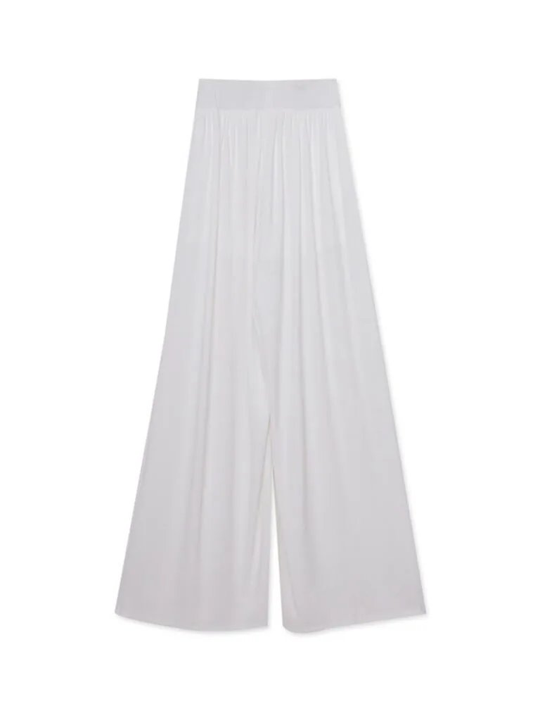 Airy Cool High Waisted Wide Pants Culottes white front