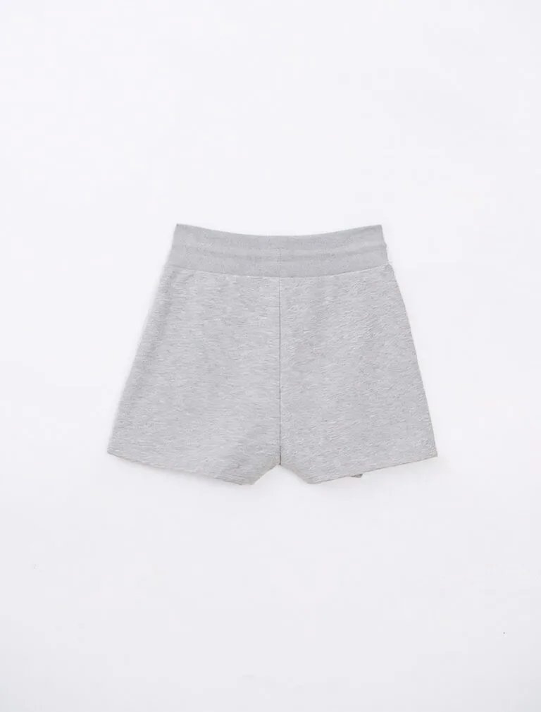 Asymmetrical Drawstring Cotton Skort white back