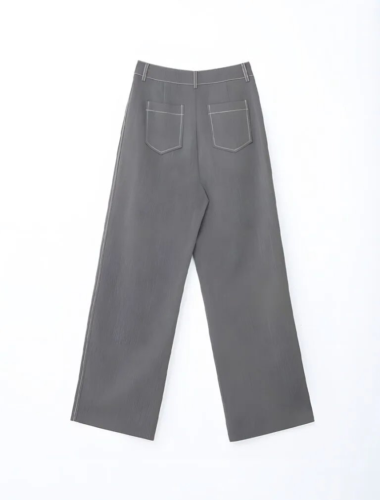 Chic Concealed Placket High Waisted Pants grey back