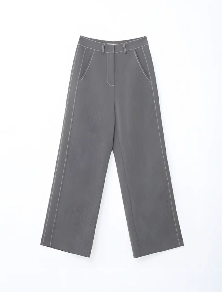 Chic Concealed Placket High Waisted Pants grey front