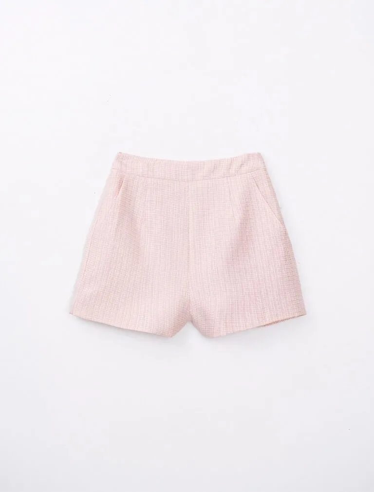 Classic Retro Houndstooth Shorts pink front