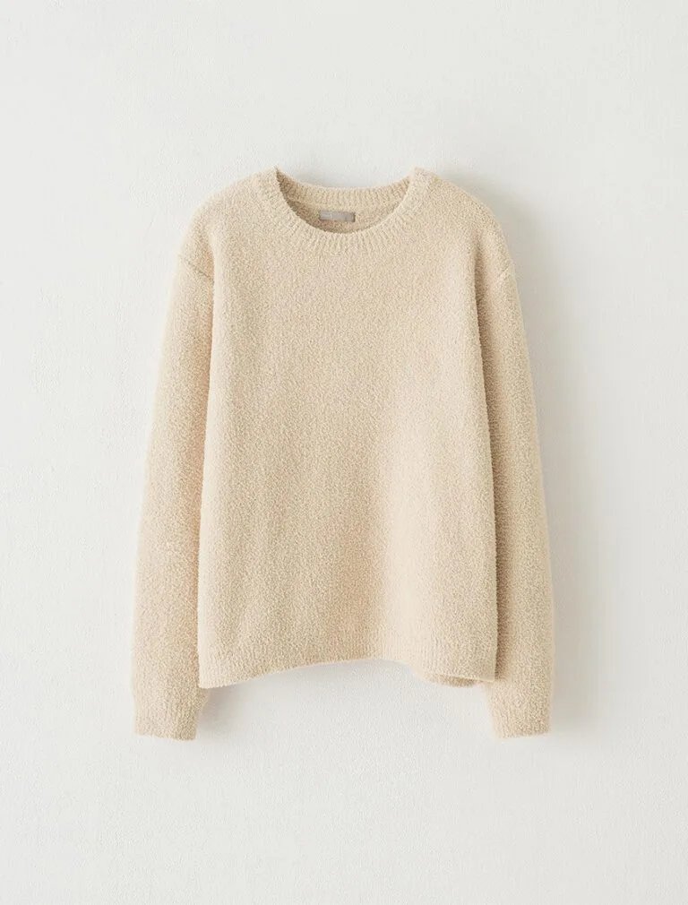 Coral Fleece Soft Knit Top beige front
