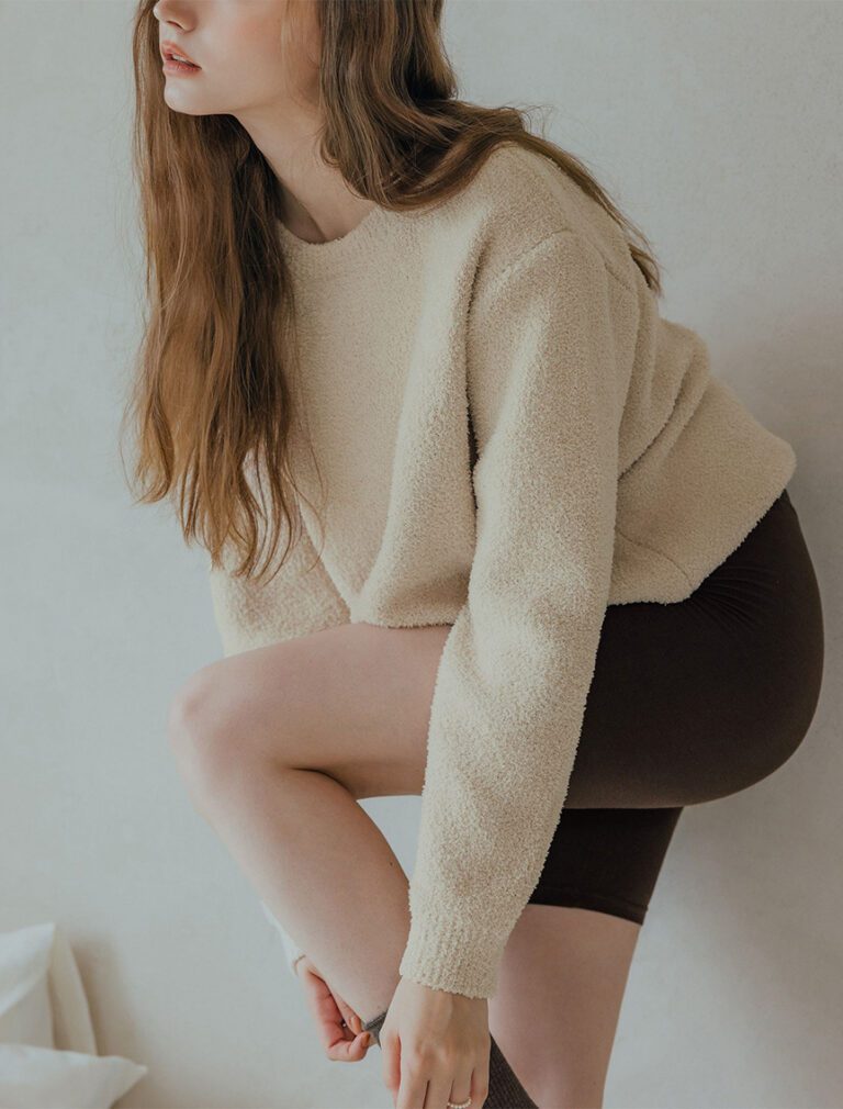 Coral Fleece Soft Knit Top beige side