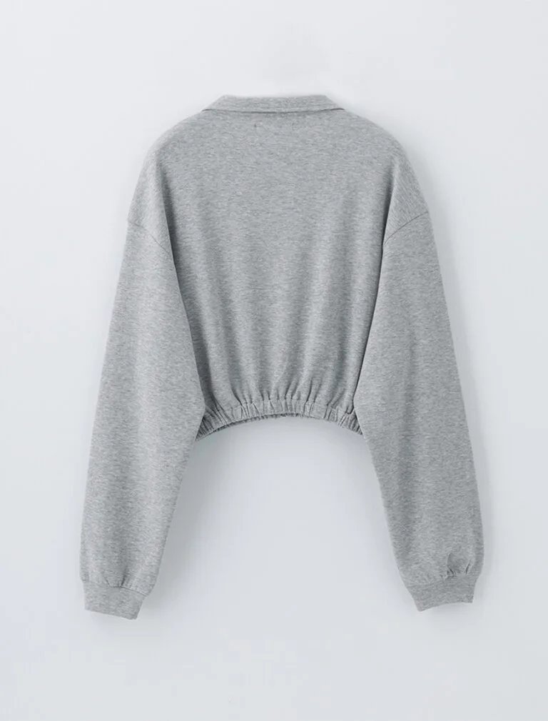 Cotton Cropped Jacket Grey back
