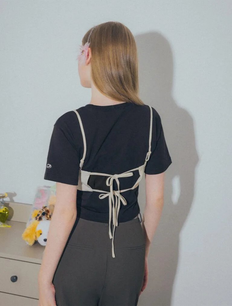 Embroidered Split T-Shirt black back