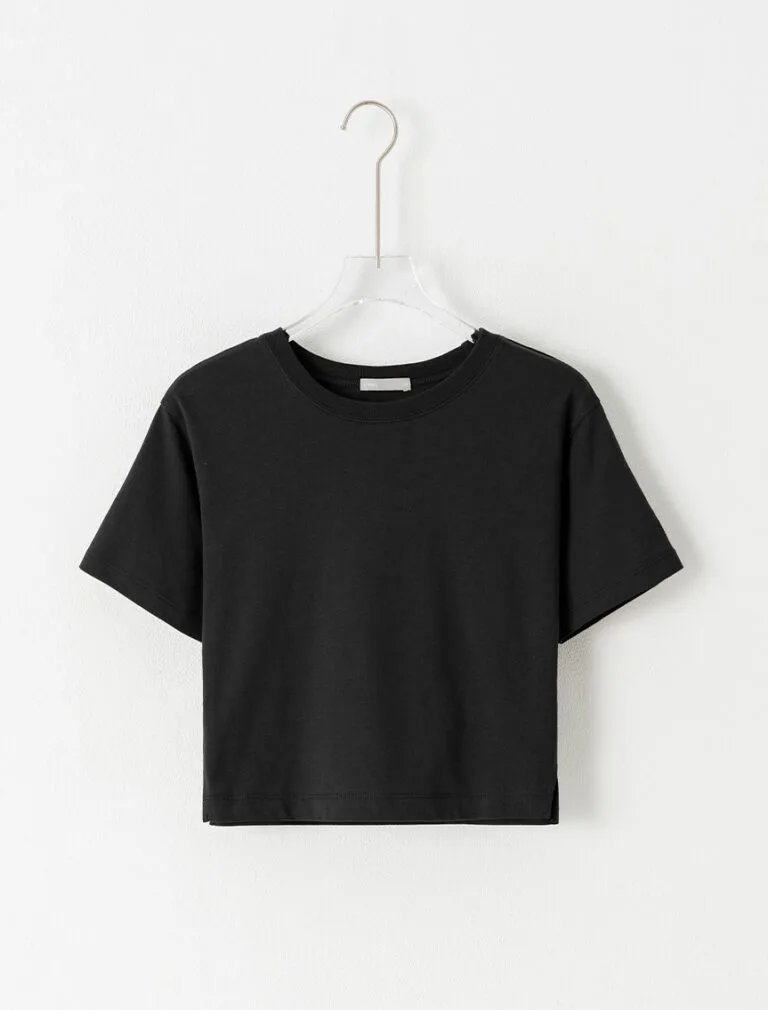 Embroidered Split T-Shirt black front