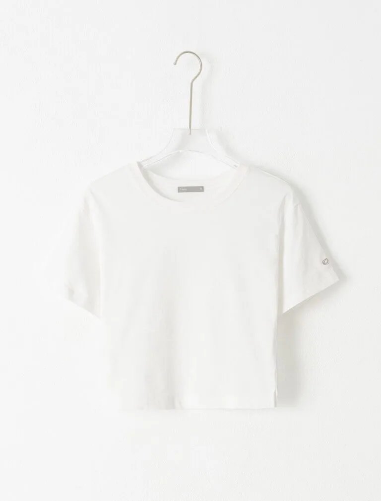 Embroidered Split T-Shirt white front