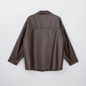 Faux Leather Oversized Jacket brown back