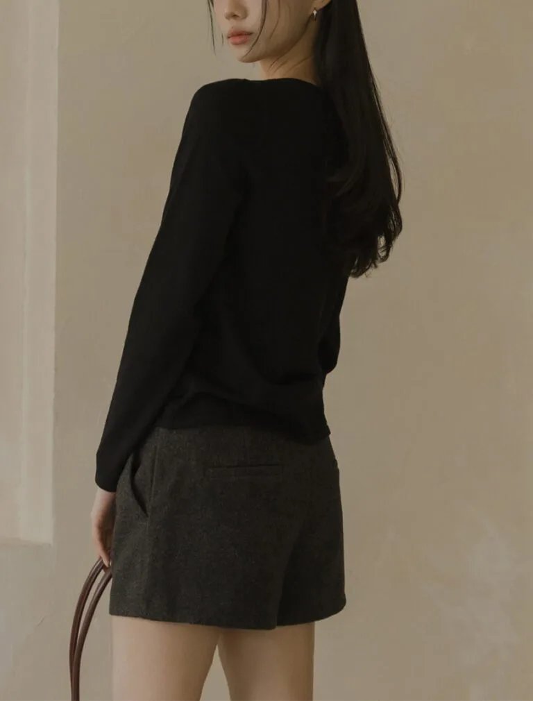 Faux Two-Piece Knit Top black back