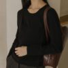 Faux Two-Piece Knit Top black front 1