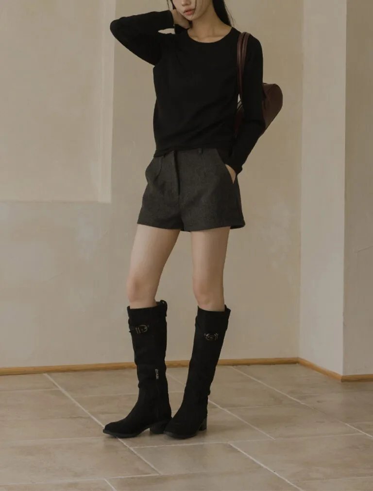 Faux Two-Piece Knit Top black front 2