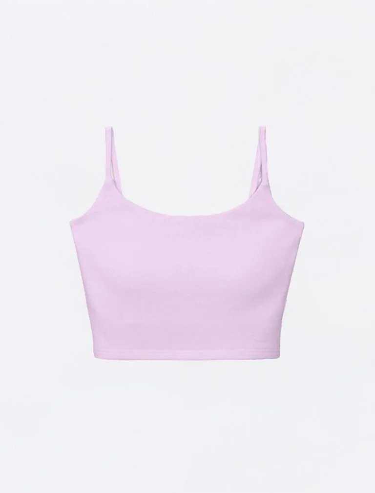 Heating Cropped Cami Bra Top pink front