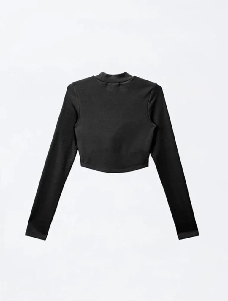 Heating Half Turtleneck Bra Top light black back