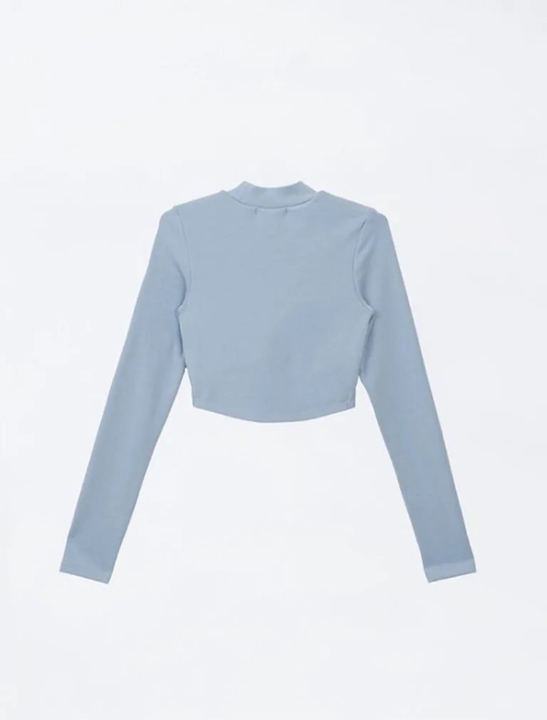 Heating Half Turtleneck Bra Top light blue back