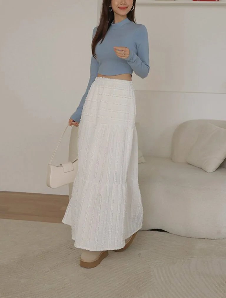 Heating Half Turtleneck Bra Top light blue front 2