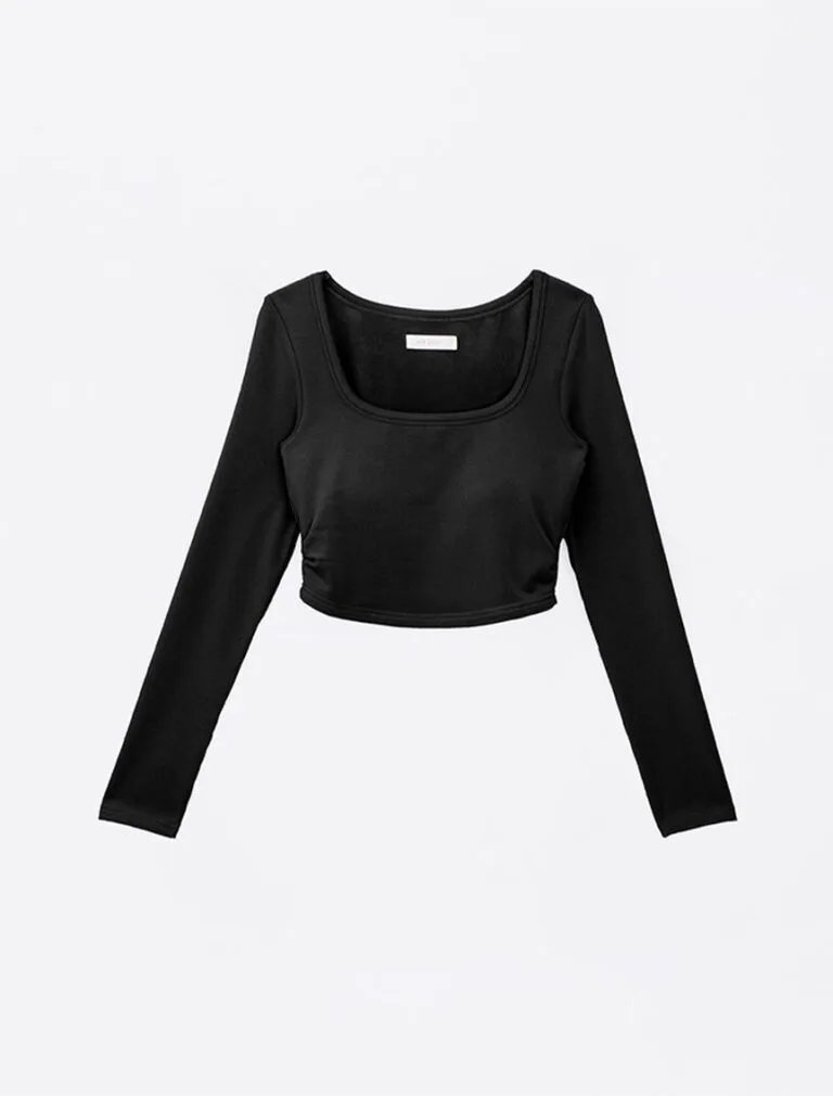 Heating Ruched Side Bra Top black front