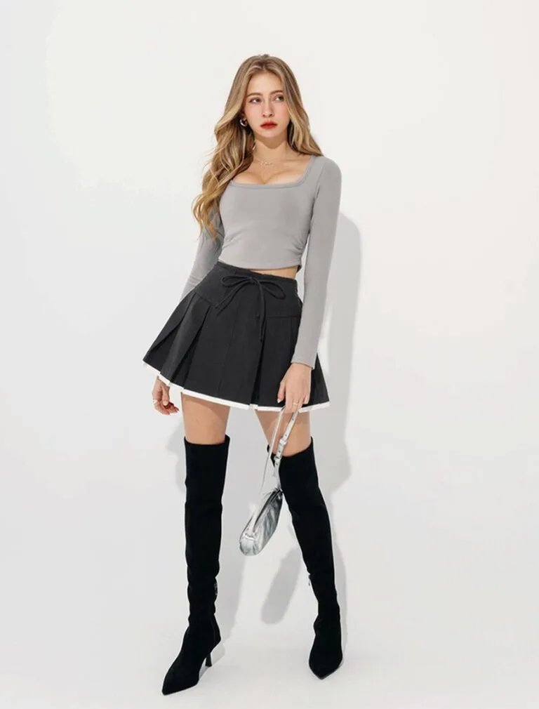 Heating Ruched Side Bra Top grey front 2