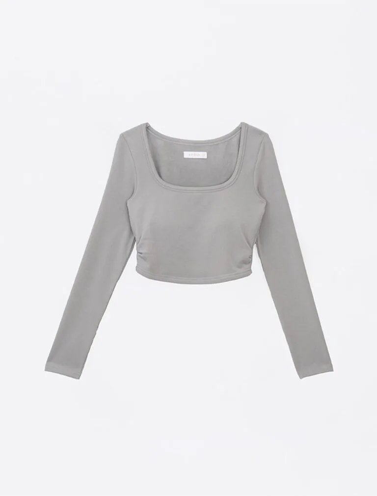 Heating Ruched Side Bra Top grey front