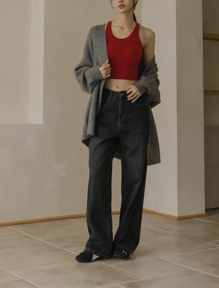 Heating U-neck Bra Top red front