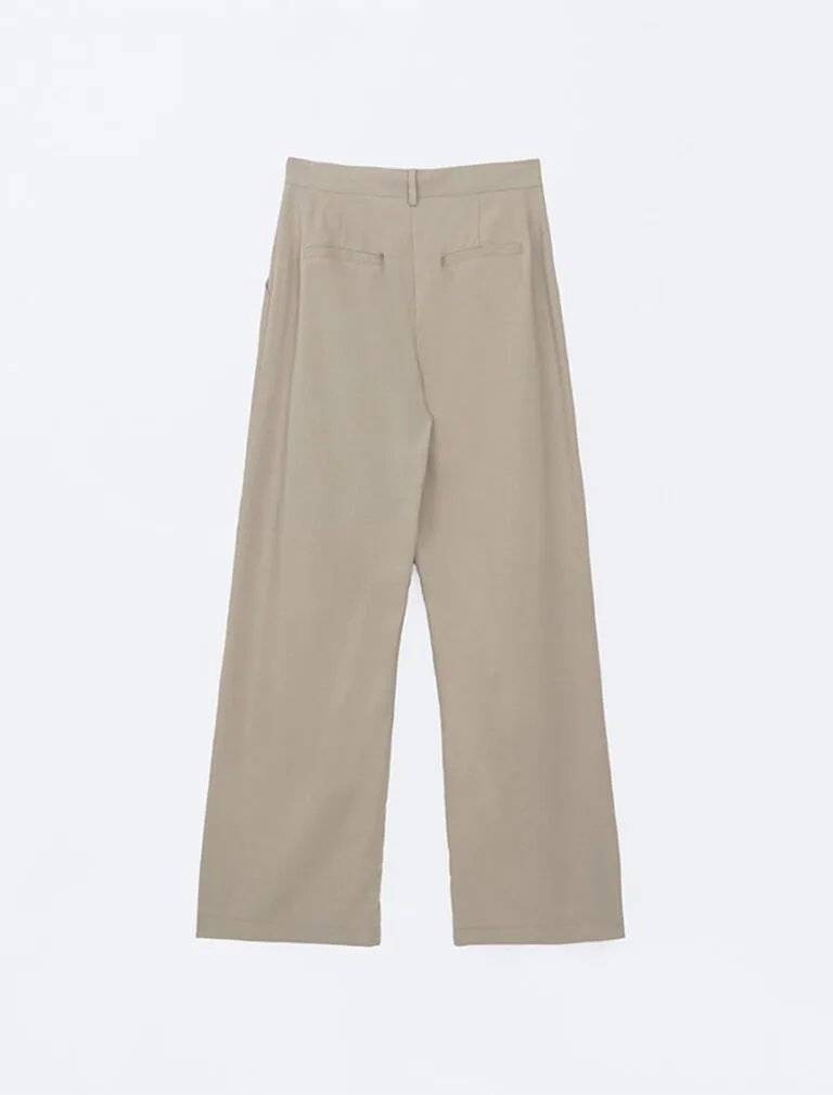 Hidden Placket Lightweight Drawstring High Waisted Pants khaki back
