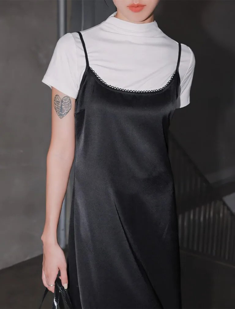 High Neck Smooth Short Sleeve Top white front 1