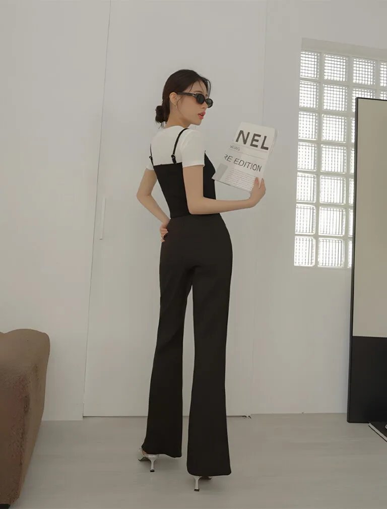 High Waist Flared Trousers back 1