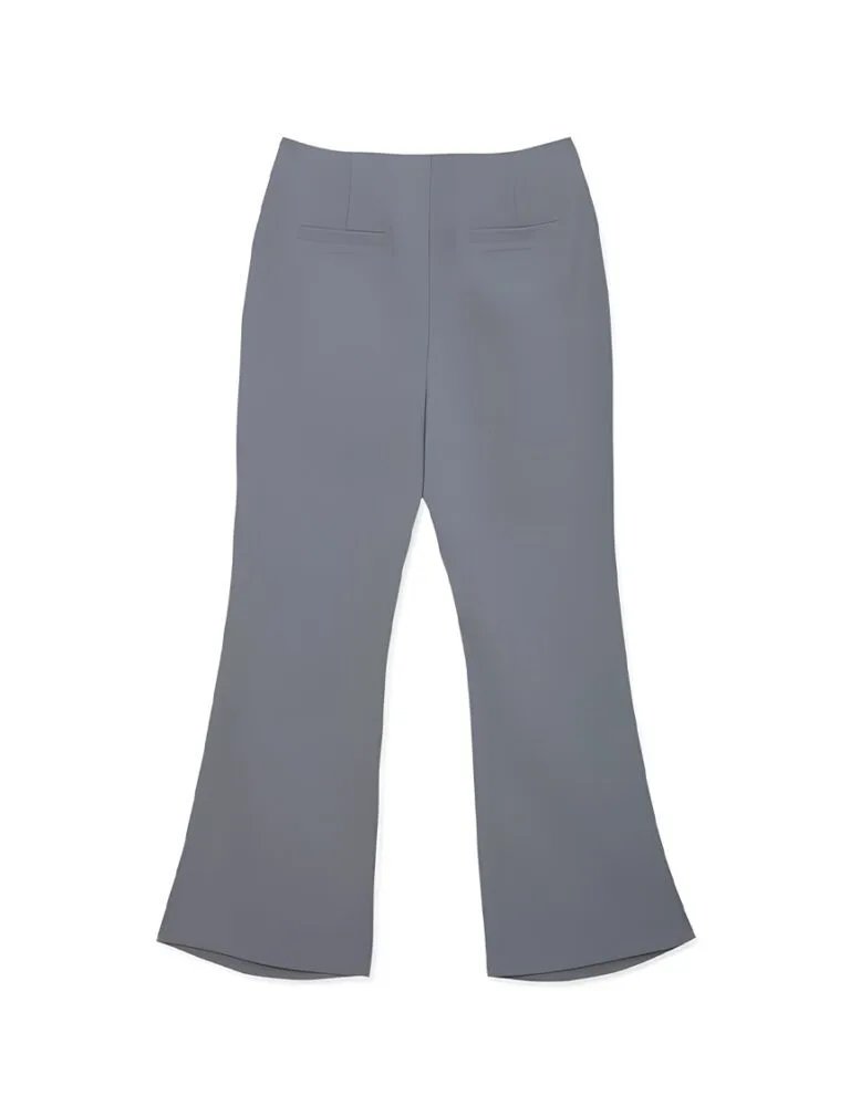 High Waist Flared Trousers grey back
