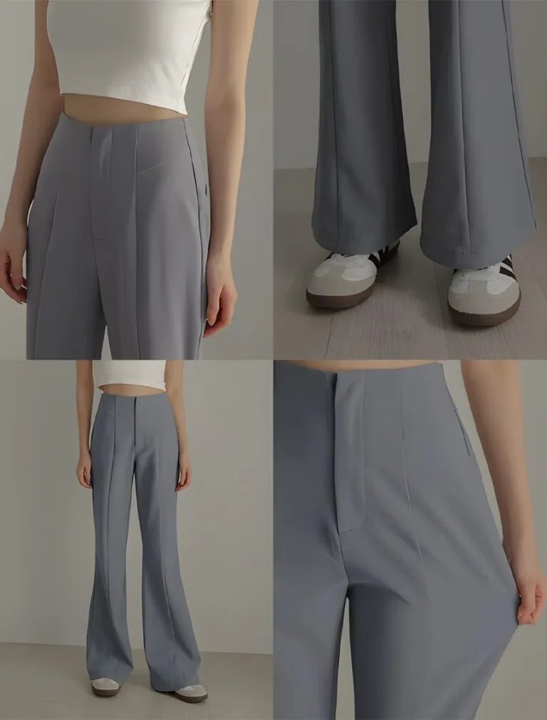 High Waist Flared Trousers grey detail
