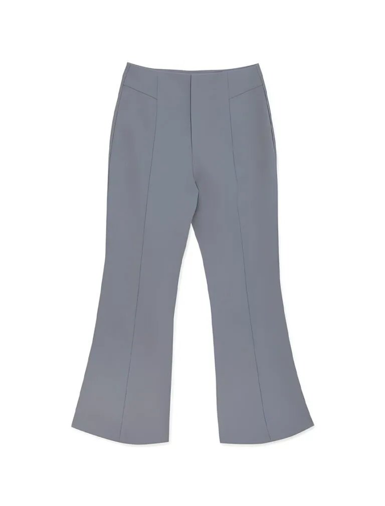High Waist Flared Trousers grey front