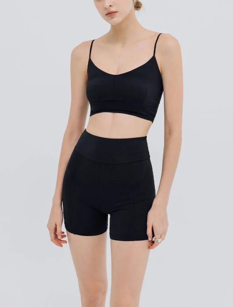 High-Waisted Shorts black front 1