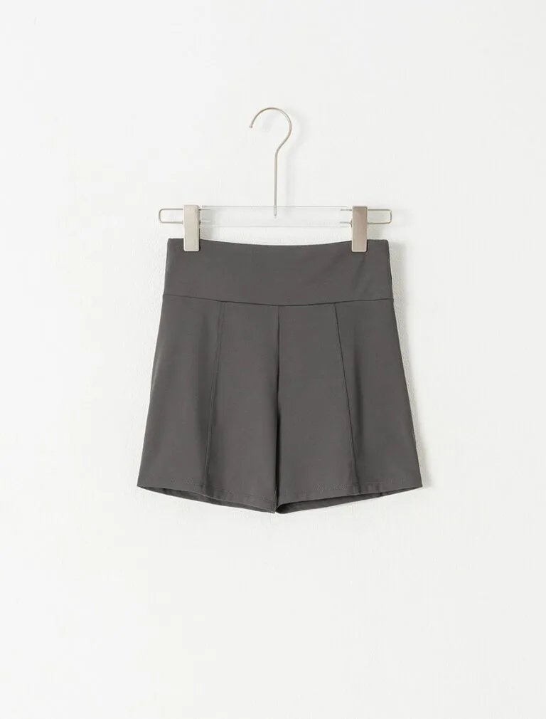 High-Waisted Shorts dark grey front