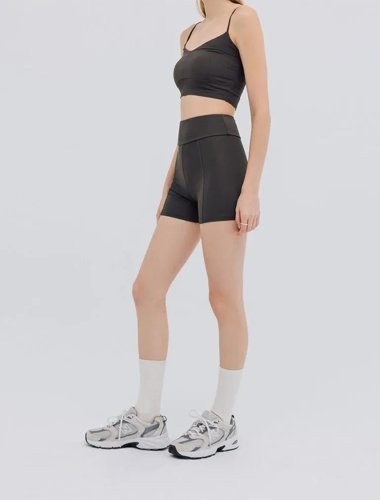 High-Waisted Shorts dark grey side