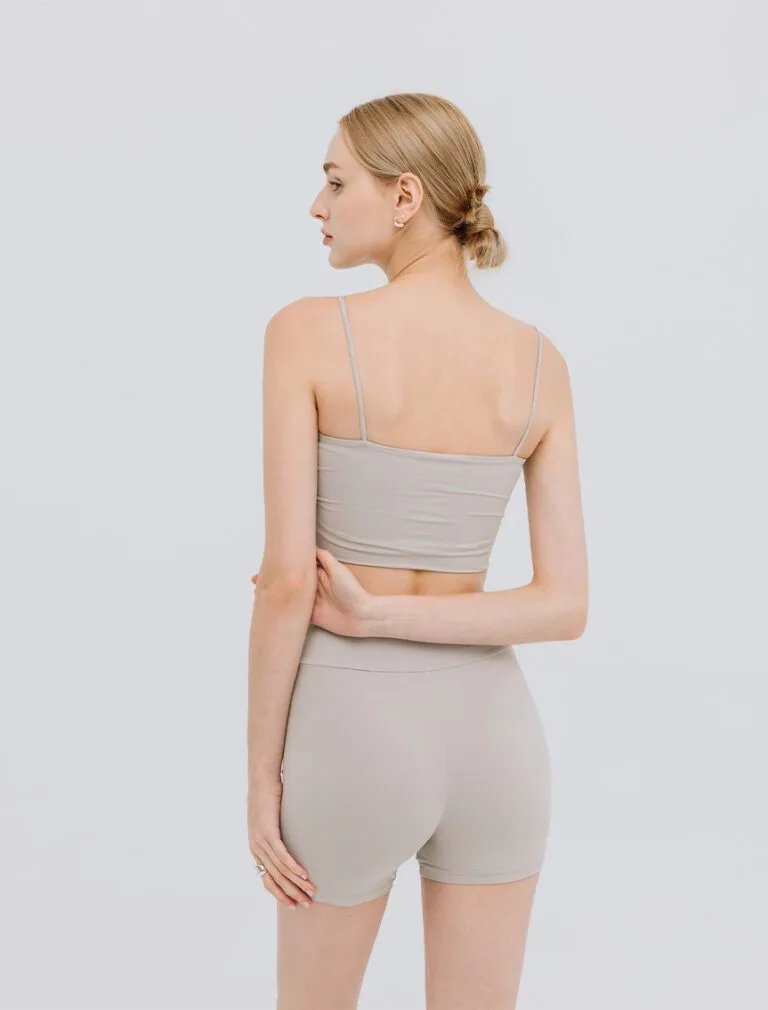 High-Waisted Shorts foggy grey back