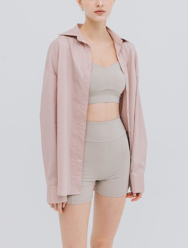 High-Waisted Shorts foggy grey front 1