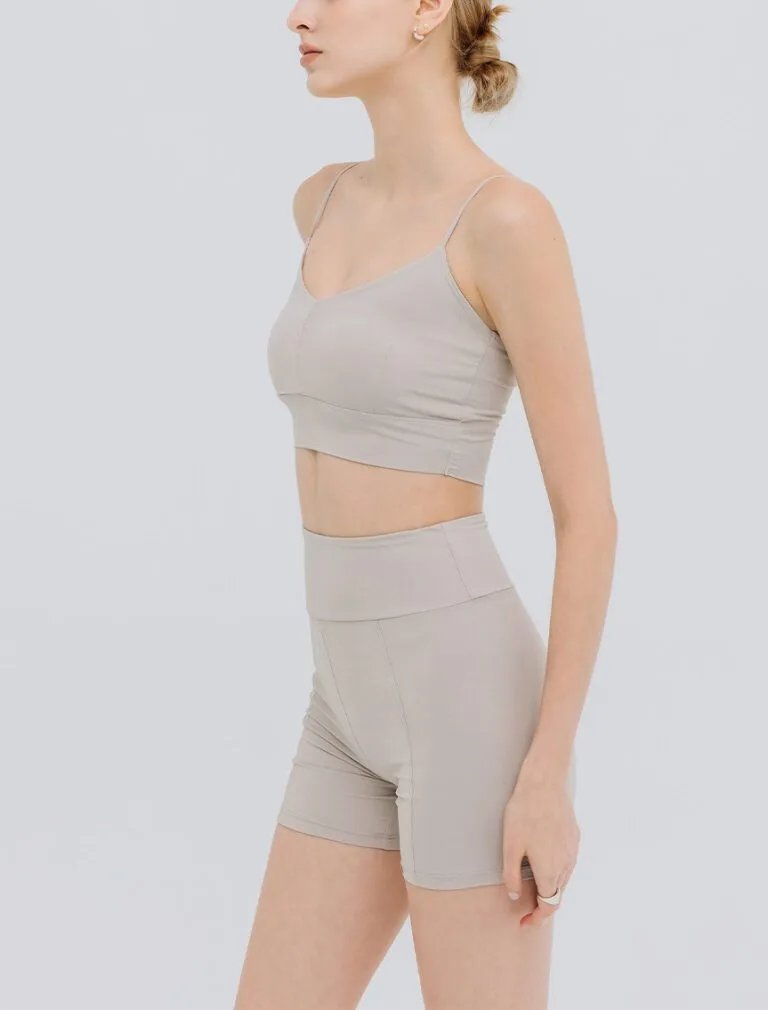 High-Waisted Shorts foggy grey side