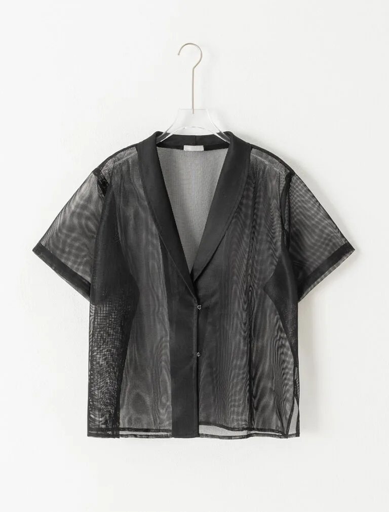 Lace Mesh Shirt black front 2