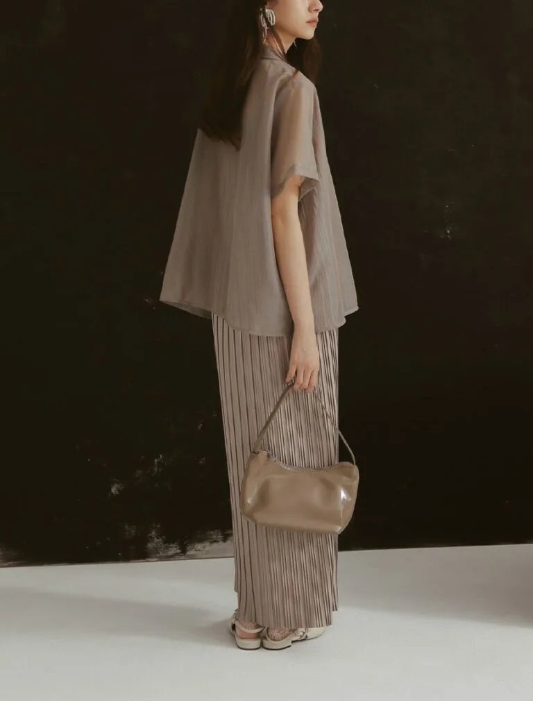 Lace Mesh Shirt light Greige back