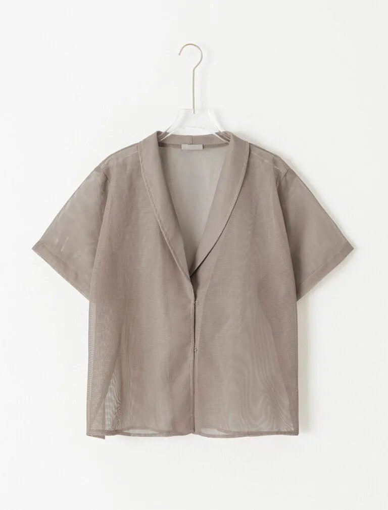 Lace Mesh Shirt light Greige front