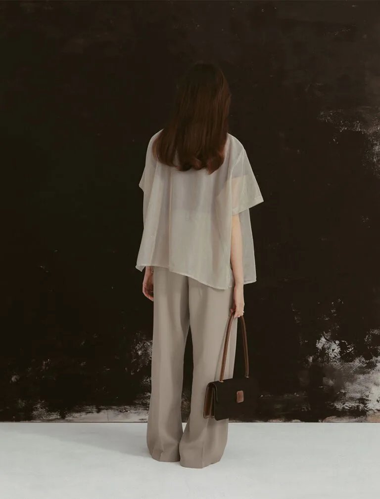 Lace Mesh Shirt light grey back