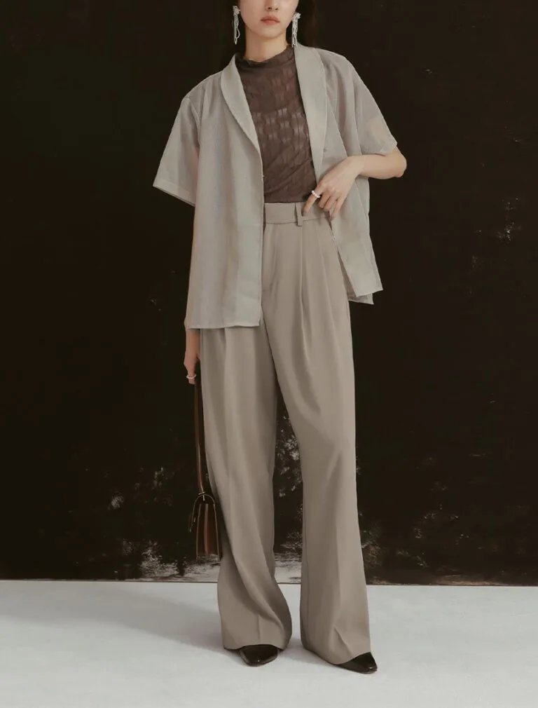 Lace Mesh Shirt light grey front 1