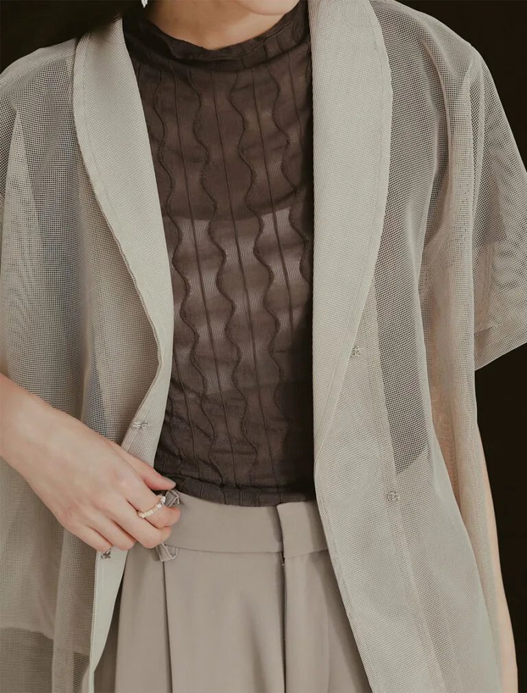 Lace Mesh Shirt light grey front 2