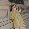 Lapel Loose Knitted Cardigan Raffia front 2