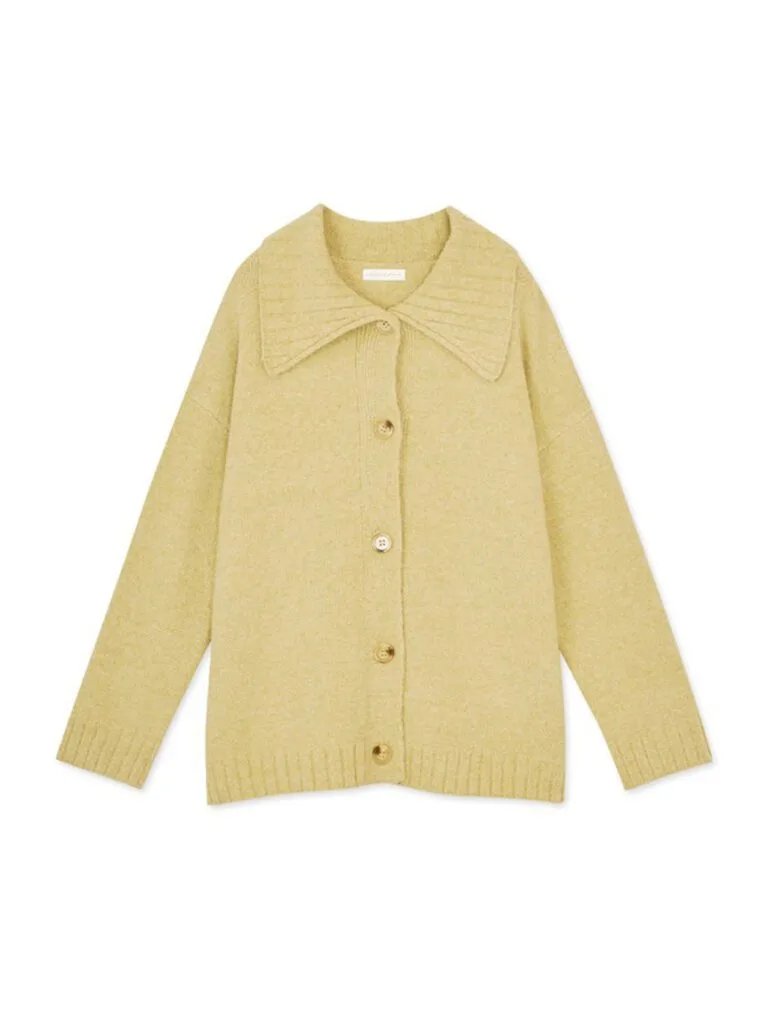 Lapel Loose Knitted Cardigan Raffia front