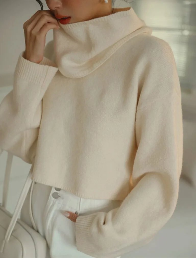 Long Sleeve Soft Knit Top beige front 2