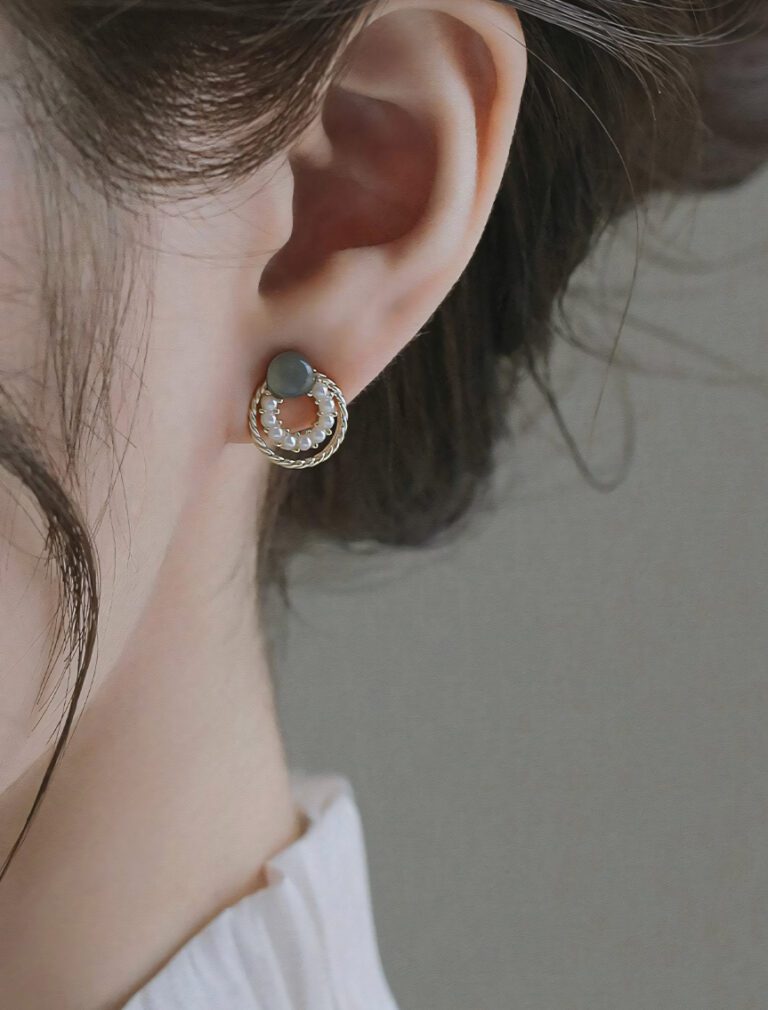Pearl Jade Decor Earrings front 2