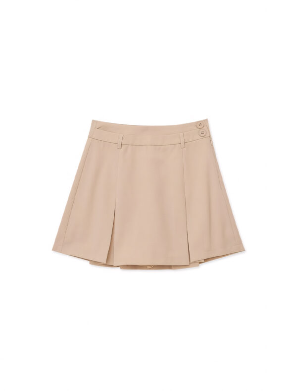 Pleated Short Skirt beige front