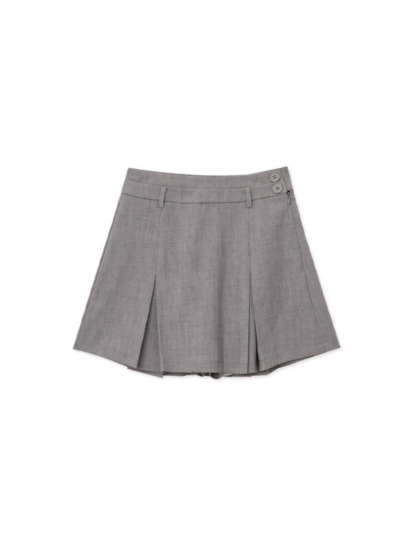 Pleated Short Skirt grey front