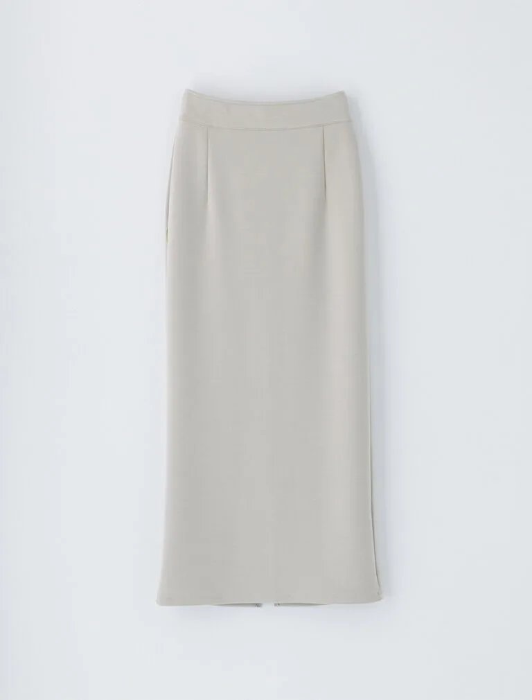Rear Slit Maxi Skirt foggy grey front