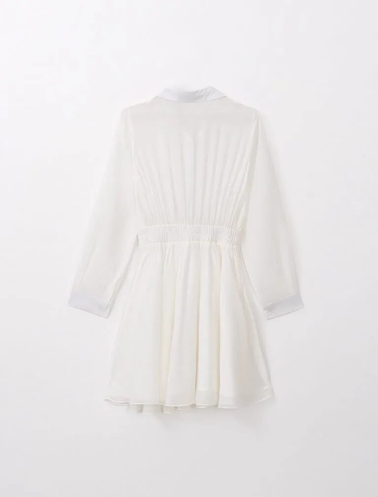 Sheer Chiffon Shirt Mini Dress white back